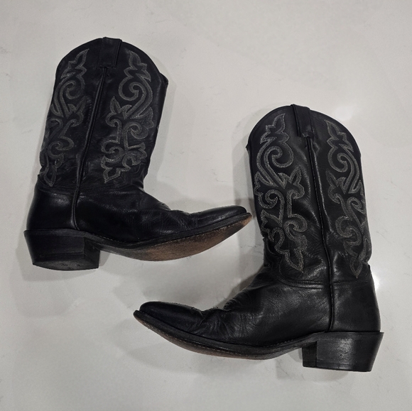 JUSTIN BLACK WESTERN BOOTS 1409 - MEN's Size 9 - Picture 5 of 16